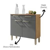 Balcao Com Tampo 2p 2g 91 Cm Nala Freijo Gris Ktp Freijo Gris - 5