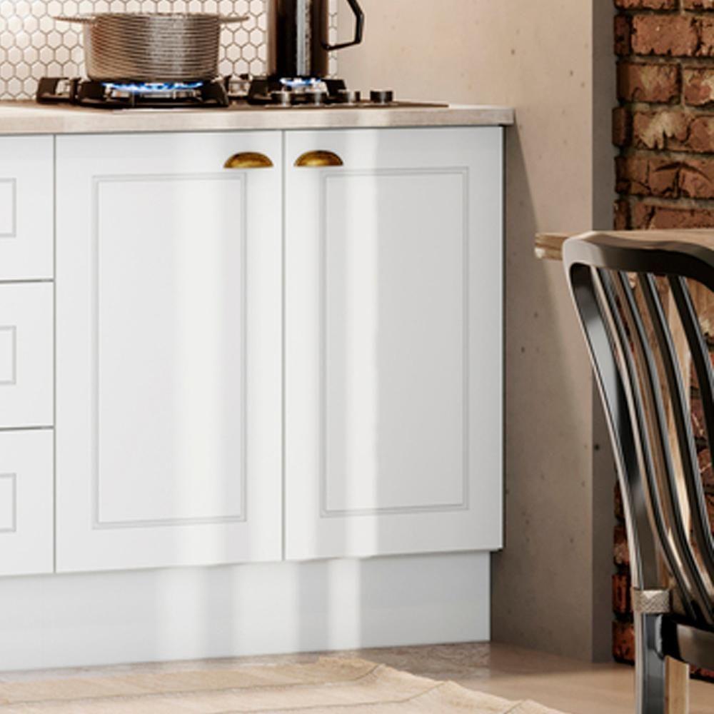 Balcao Com Tampo Para Cooktop 2p 80 Cm Americana Branco Calcare Henn Branco Calcare - 3