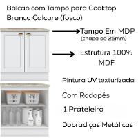 Balcao Com Tampo Para Cooktop 2p 80 Cm Americana Branco Calcare Henn Branco Calcare - 5