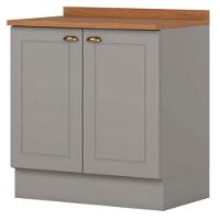 Balcao Com Tampo 2 Portas 80cm Americana Cinza Nature Henn Cinza Nature - 1