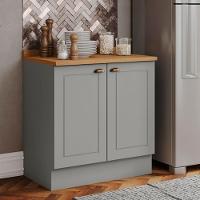 Balcao Com Tampo 2 Portas 80cm Americana Cinza Nature Henn Cinza Nature - 2