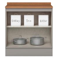 Balcao Com Tampo 2 Portas 80cm Americana Cinza Nature Henn Cinza Nature - 5