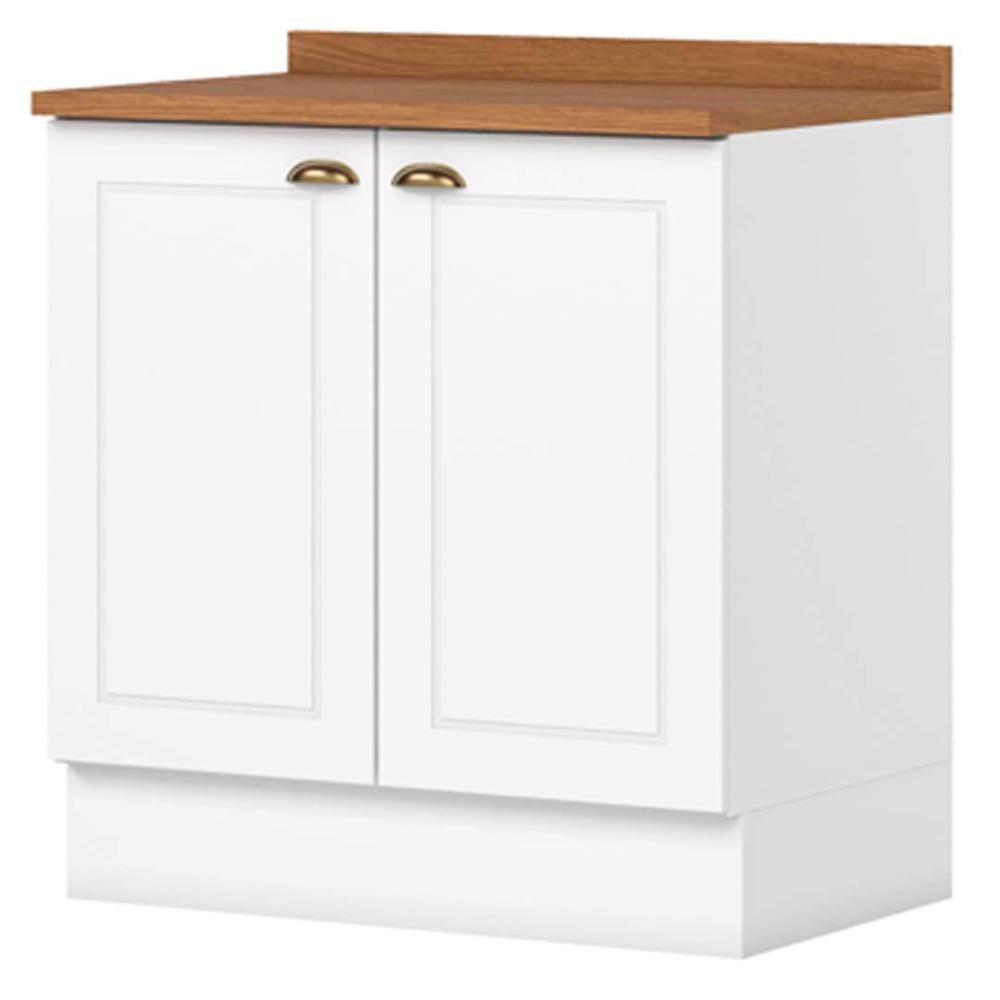 Balcao Com Tampo 2 Portas 80cm Americana Branco Nature Henn Branco Nature - 1