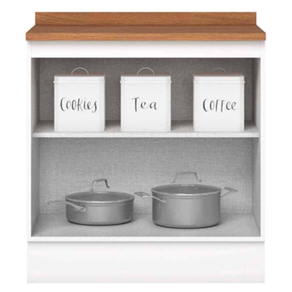 Balcao Com Tampo 2 Portas 80cm Americana Branco Nature Henn Branco Nature - 5