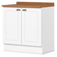 Balcao Com Tampo 2 Portas 80cm Americana Branco Nature Henn Branco Nature - 1