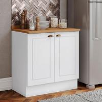 Balcao Com Tampo 2 Portas 80cm Americana Branco Nature Henn Branco Nature - 2