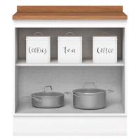 Balcao Com Tampo 2 Portas 80cm Americana Branco Nature Henn Branco Nature - 5