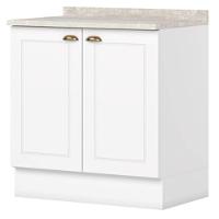 Balcao Com Tampo 2 Portas 80 Cm Americana Branco Calcare Henn Branco Calcare - 1