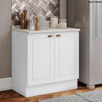 Balcao Com Tampo 2 Portas 80 Cm Americana Branco Calcare Henn Branco Calcare - 2