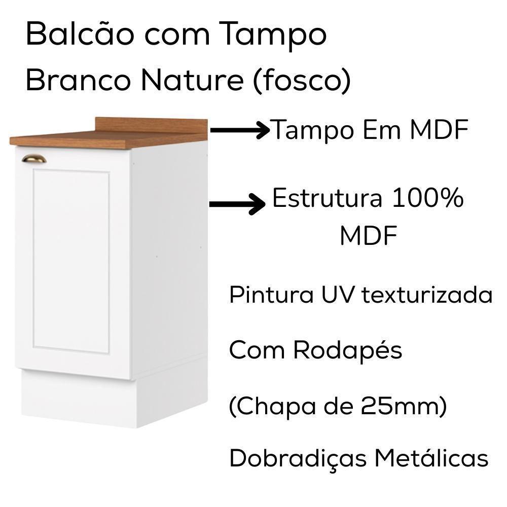 Balcao Com Tampo 1 Porta 40cm Americana Branco Nature Henn Branco Nature - 5