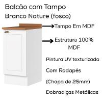 Balcao Com Tampo 1 Porta 40cm Americana Branco Nature Henn Branco Nature - 5