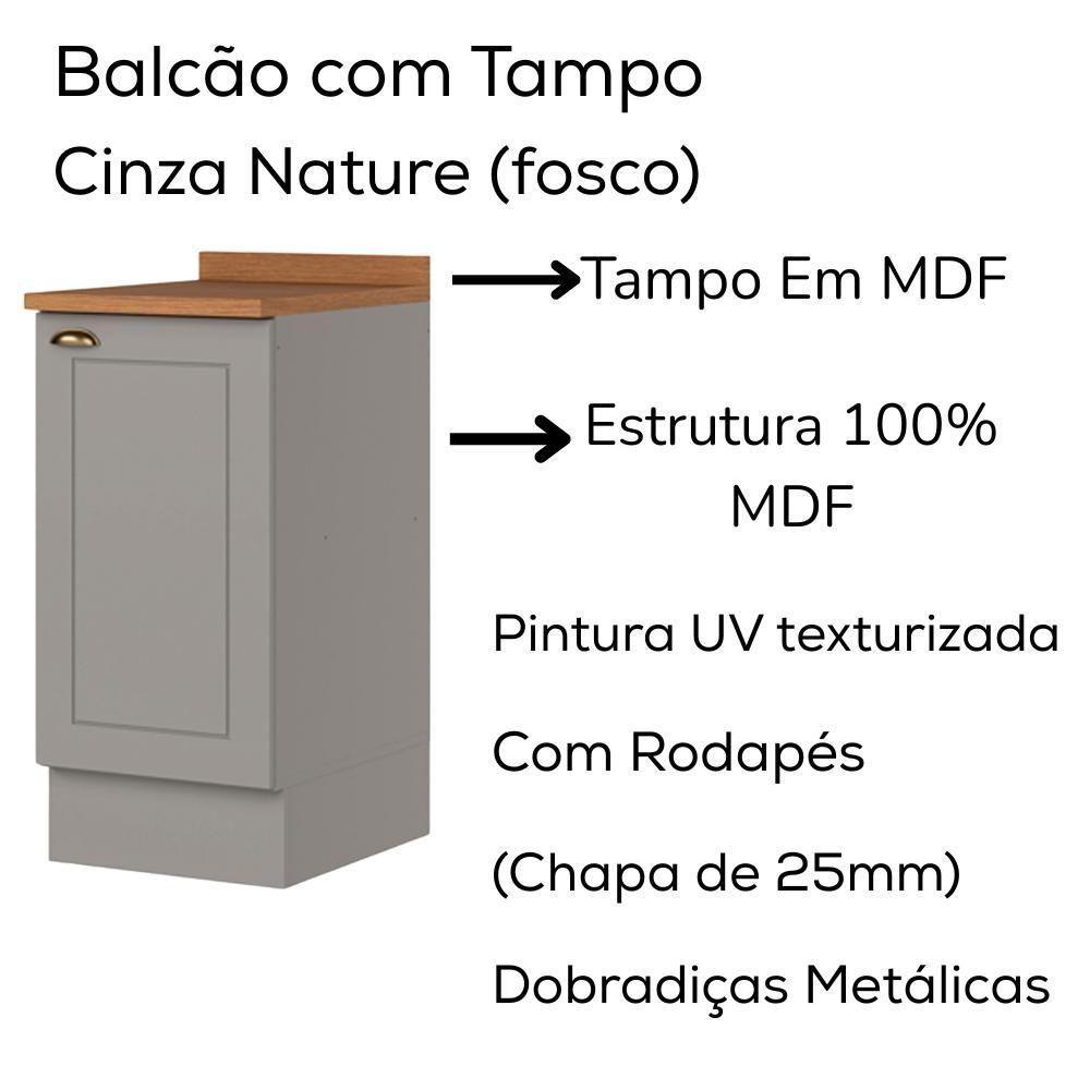 Balcao Com Tampo 1 Porta 40cm Americana Cinza Nature Henn Cinza Nature - 5