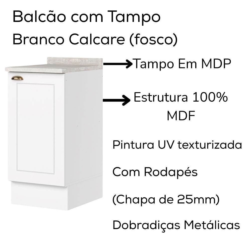 Balcao Com Tampo 1 Porta 40 Cm Americana Branco Calcare Henn Branco Calcare - 3