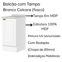 Balcao Com Tampo 1 Porta 40 Cm Americana Branco Calcare Henn Branco Calcare - 3