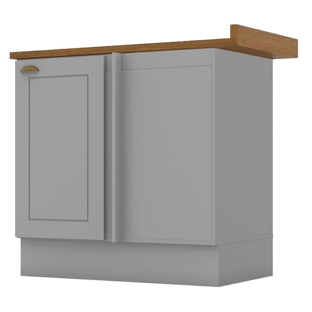 Balcao Canto Reto Com Tampo 84cm Americana Cinza Nature Henn Cinza Nature - 1