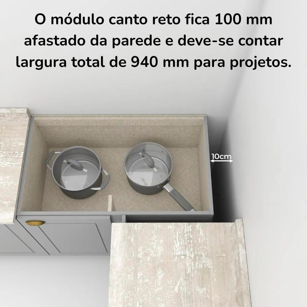 Balcao Canto Reto Com Tampo 84cm Americana Cinza Nature Henn Cinza Nature - 3