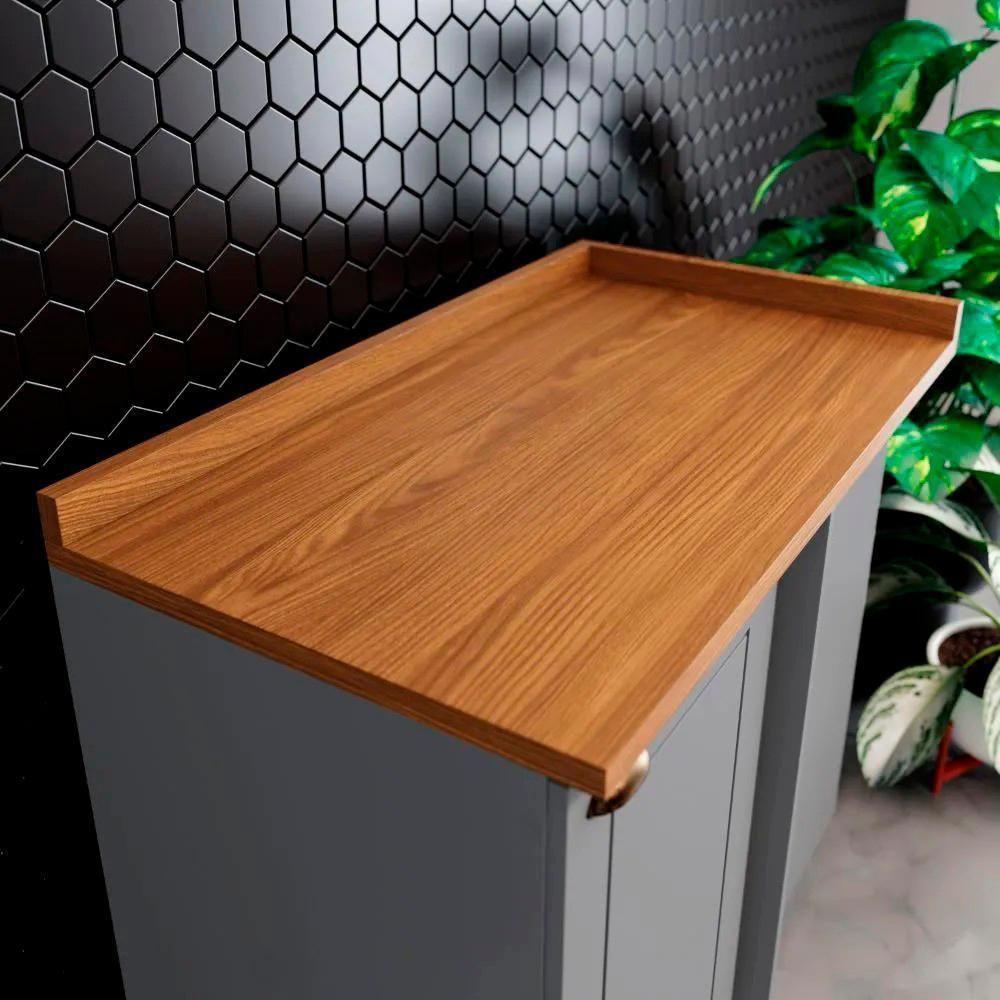 Balcao Canto Reto Com Tampo 84cm Americana Cinza Nature Henn Cinza Nature - 6