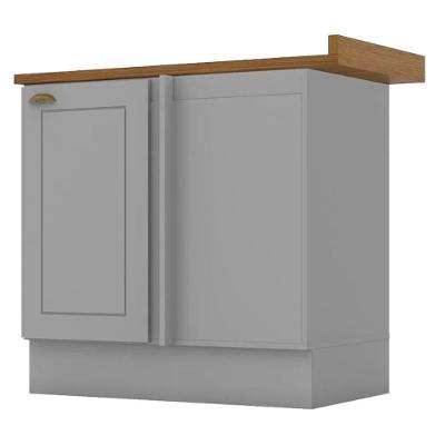 Balcao Canto Reto Com Tampo 84cm Americana Cinza Nature Henn Cinza Nature