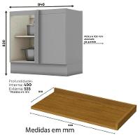 Balcao Canto Reto Com Tampo 84cm Americana Cinza Nature Henn Cinza Nature - 2
