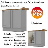 Balcao Canto Reto Com Tampo 84cm Americana Cinza Nature Henn Cinza Nature - 7