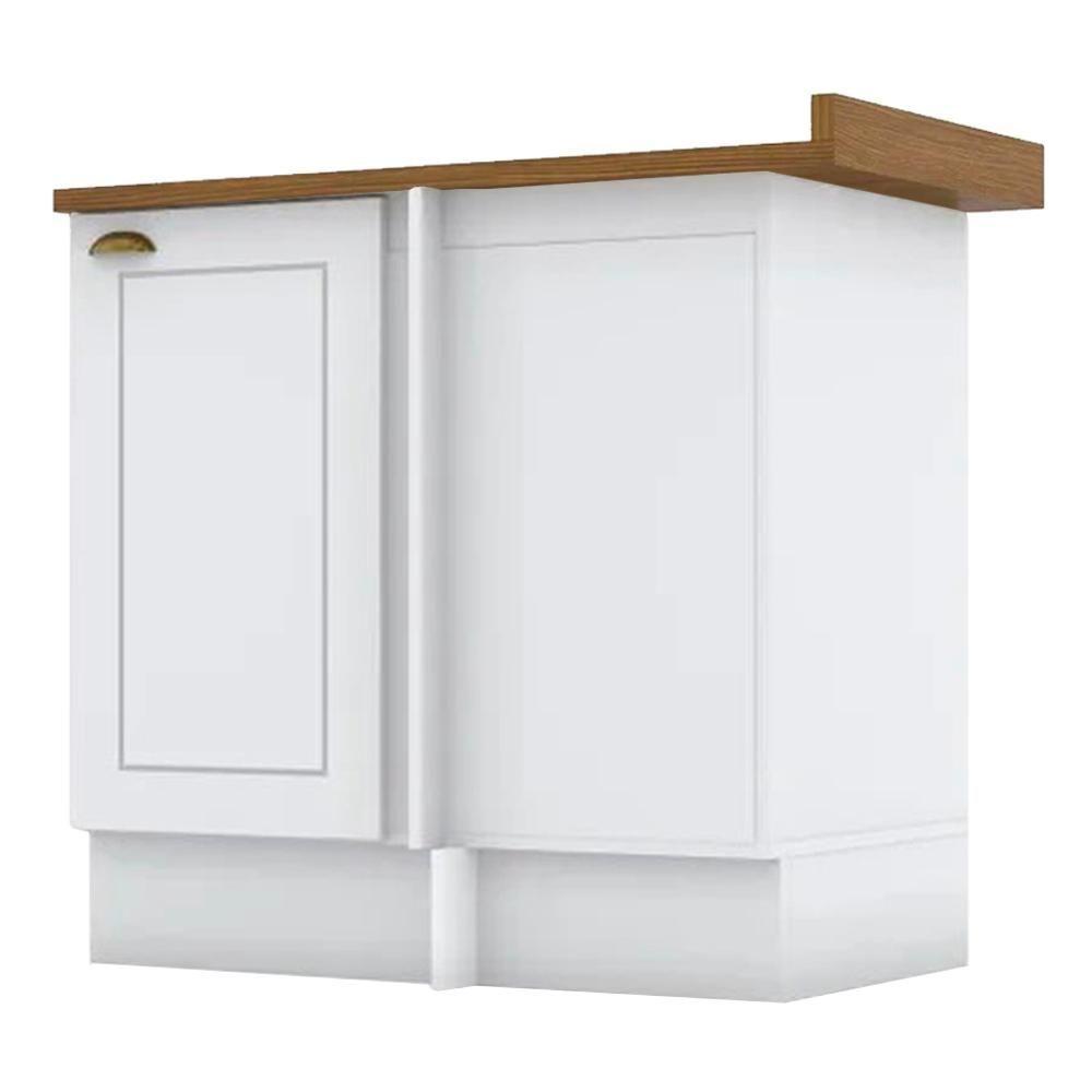 Balcao Canto Reto Com Tampo 84cm Americana Branco Nature Henn Branco Nature - 1