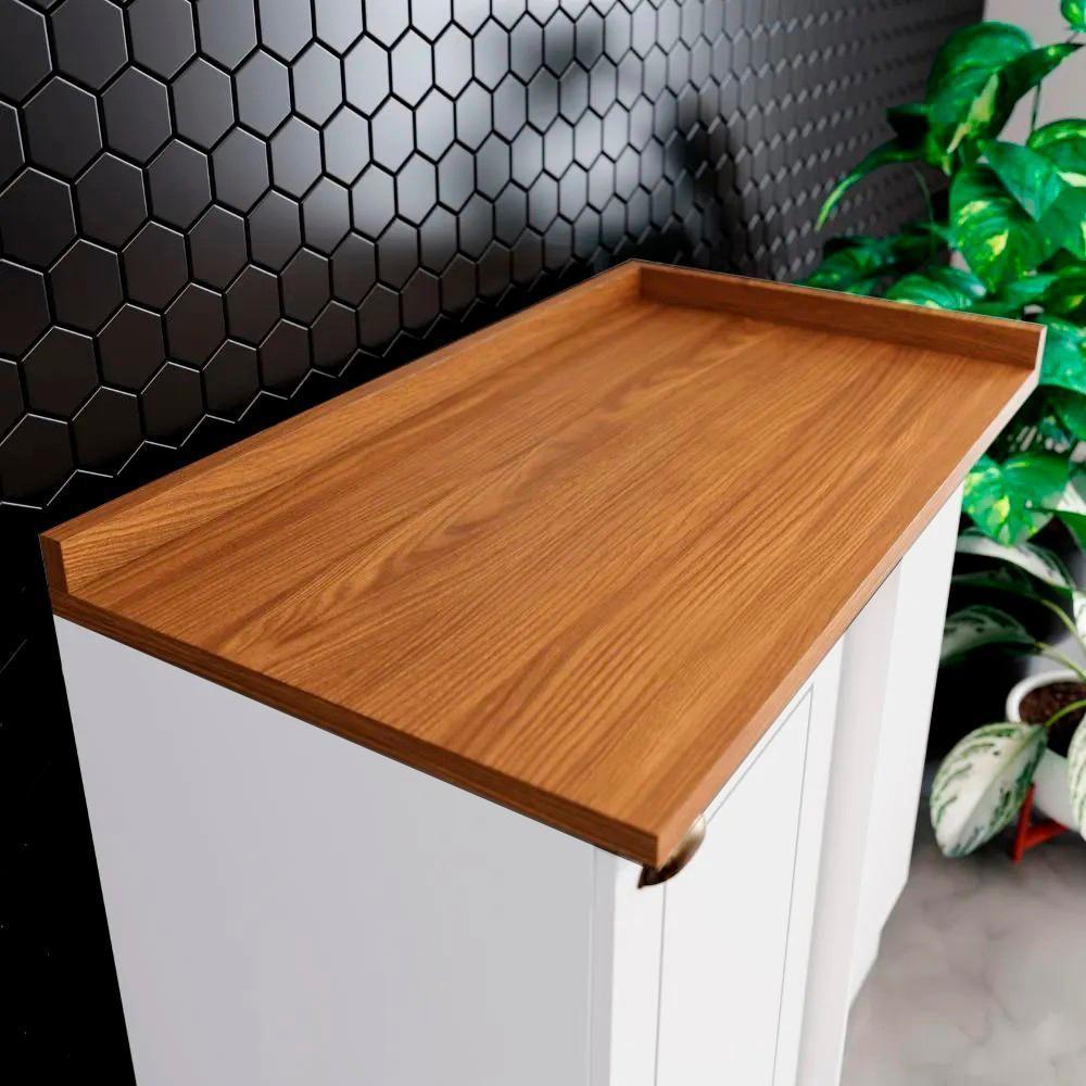 Balcao Canto Reto Com Tampo 84cm Americana Branco Nature Henn Branco Nature - 7