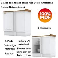 Balcao Canto Reto Com Tampo 84cm Americana Branco Nature Henn Branco Nature - 2