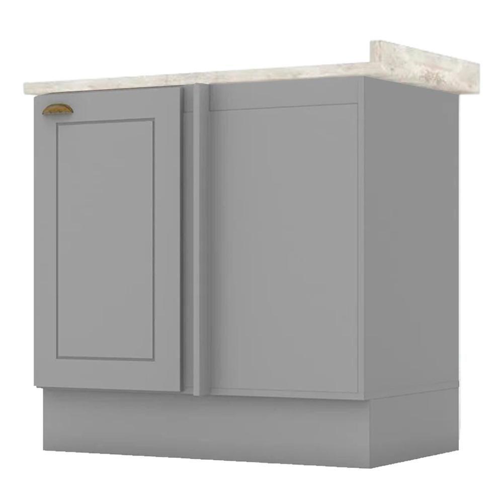 Balcao Canto Reto Com Tampo 84 Cm Americana Cinza Calcare Henn Cinza Calcare - 1