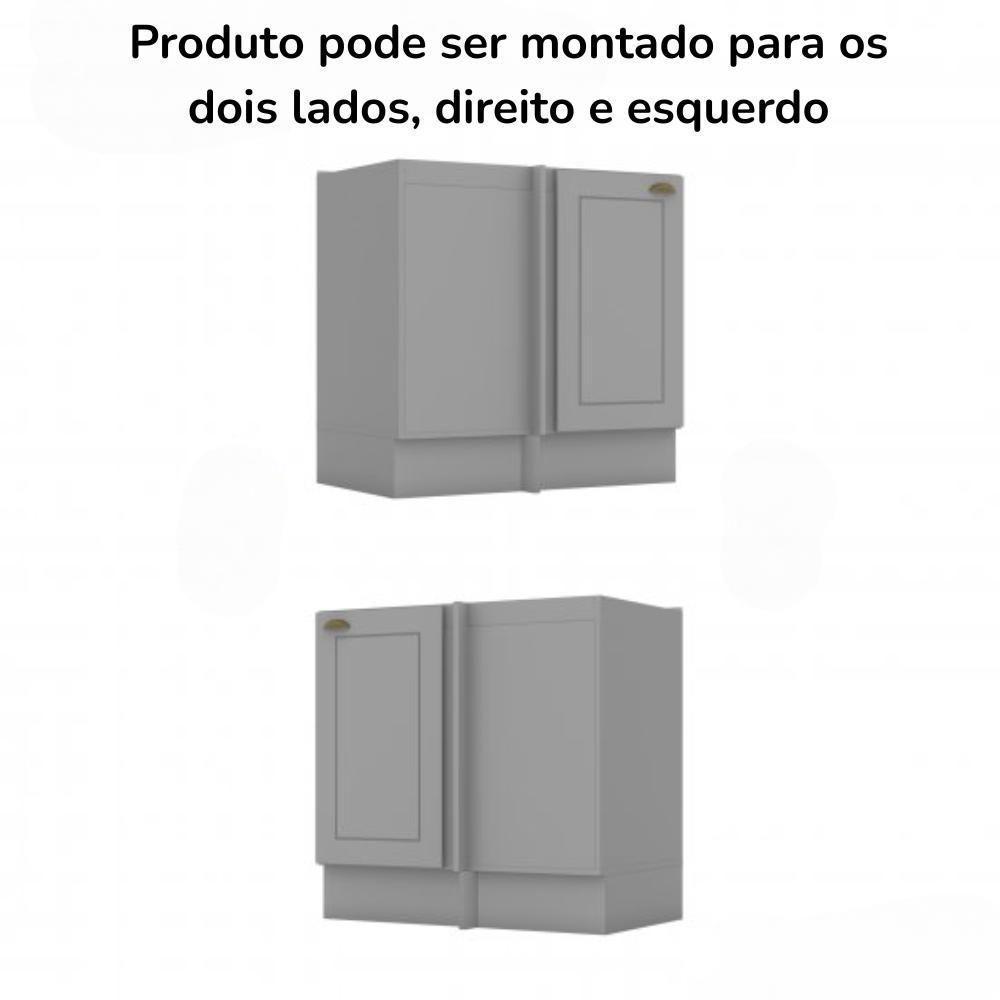 Balcao Canto Reto Com Tampo 84 Cm Americana Cinza Calcare Henn Cinza Calcare - 6