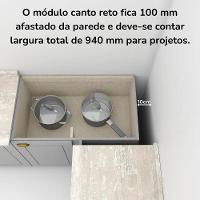 Balcao Canto Reto Com Tampo 84 Cm Americana Cinza Calcare Henn Cinza Calcare