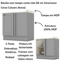Balcao Canto Reto Com Tampo 84 Cm Americana Cinza Calcare Henn Cinza Calcare - 5