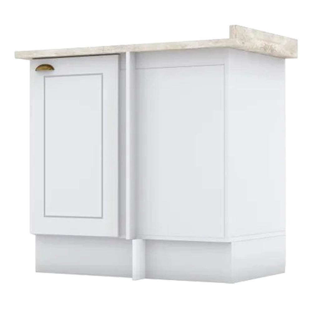 Balcao Canto Reto Com Tampo 84 Cm Americana Branco Calcare Henn Branco Calcare - 1