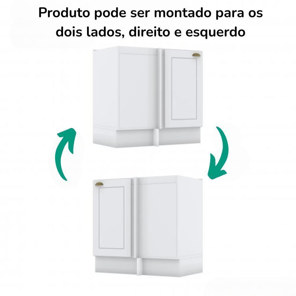 Balcao Canto Reto Com Tampo 84 Cm Americana Branco Calcare Henn Branco Calcare - 6