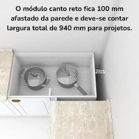 Balcao Canto Reto Com Tampo 84 Cm Americana Branco Calcare Henn Branco Calcare