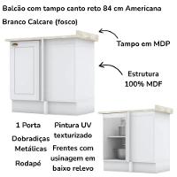 Balcao Canto Reto Com Tampo 84 Cm Americana Branco Calcare Henn Branco Calcare - 5