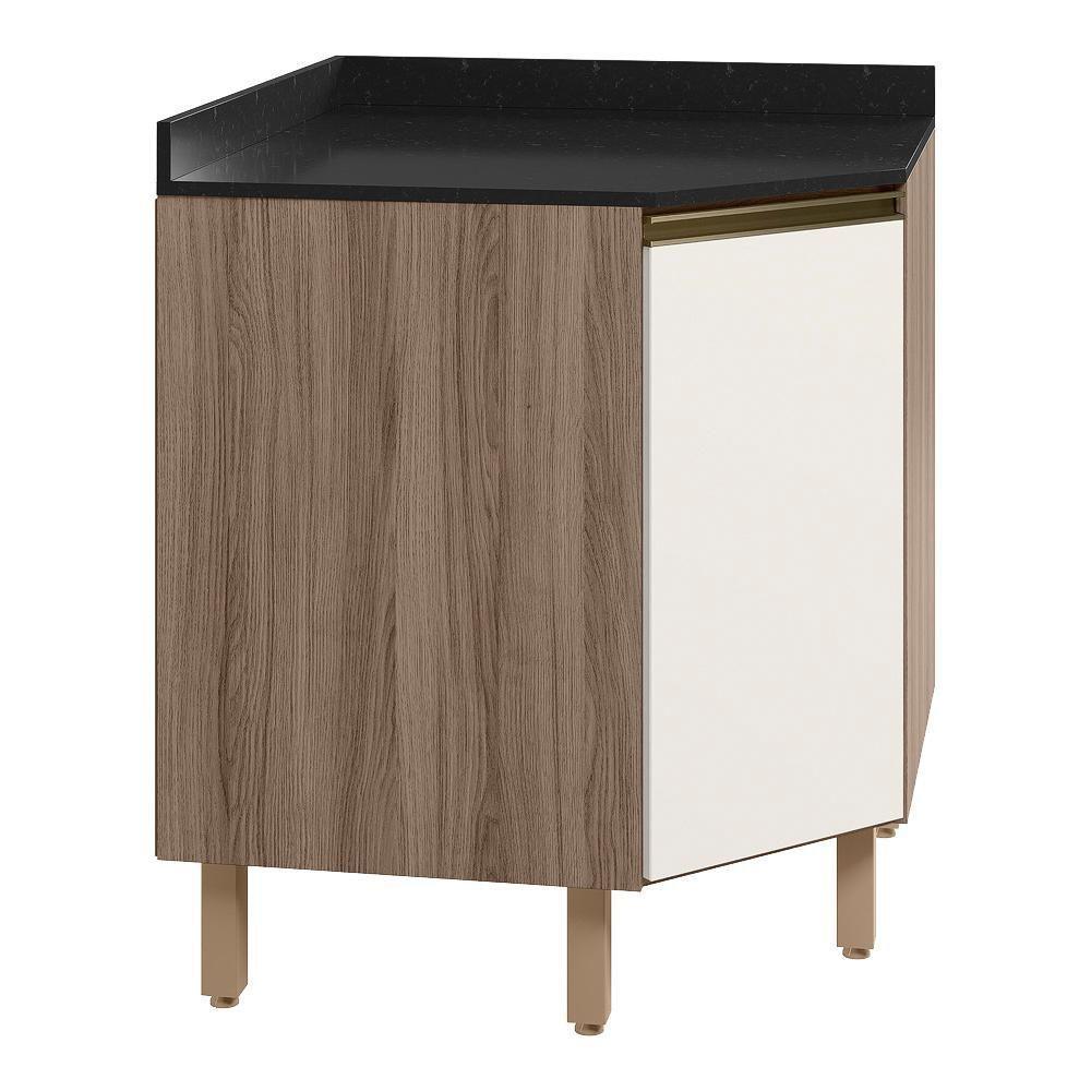 Balcao Canto Obliquo Tampo Mdf Kali 12222 Carvalho Toq Off White Cetim Nicioli Carvalho Toq Off White Cetim - 1