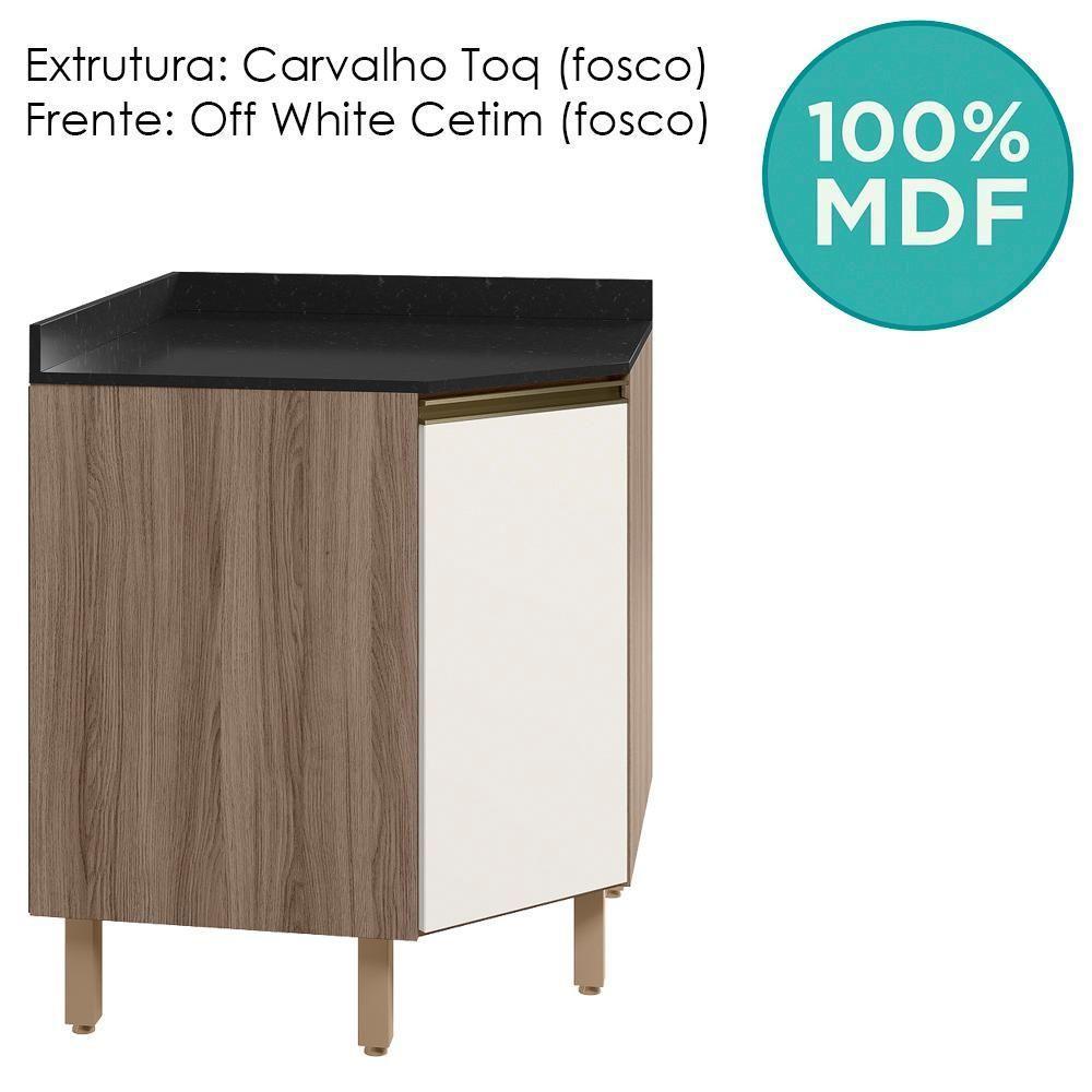 Balcao Canto Obliquo Tampo Mdf Kali 12222 Carvalho Toq Off White Cetim Nicioli Carvalho Toq Off White Cetim - 4
