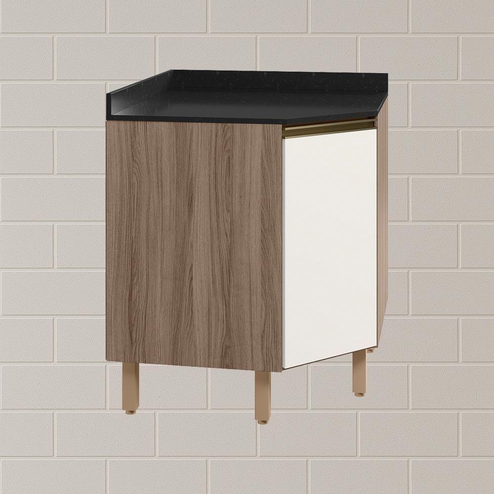 Balcao Canto Obliquo Tampo Mdf Kali 12222 Carvalho Toq Off White Cetim Nicioli Carvalho Toq Off White Cetim - 8