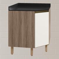 Balcao Canto Obliquo Tampo Mdf Kali 12222 Carvalho Toq Off White Cetim Nicioli Carvalho Toq Off White Cetim - 2