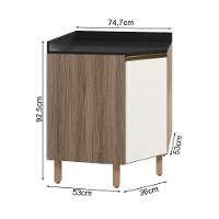 Balcao Canto Obliquo Tampo Mdf Kali 12222 Carvalho Toq Off White Cetim Nicioli Carvalho Toq Off White Cetim - 3