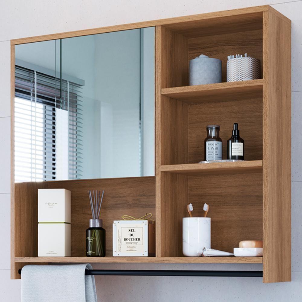 Armário Espelheira Suspenso 80cm 1 Porta P1042 Mell Pp Milani Store Mel - 3