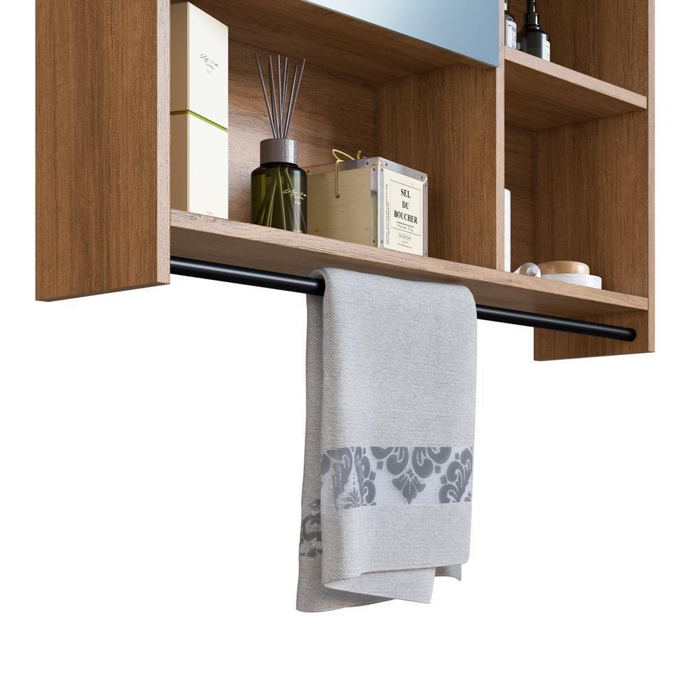 Armário Espelheira Suspenso 80cm 1 Porta P1042 Mell Pp Milani Store Mel - 6