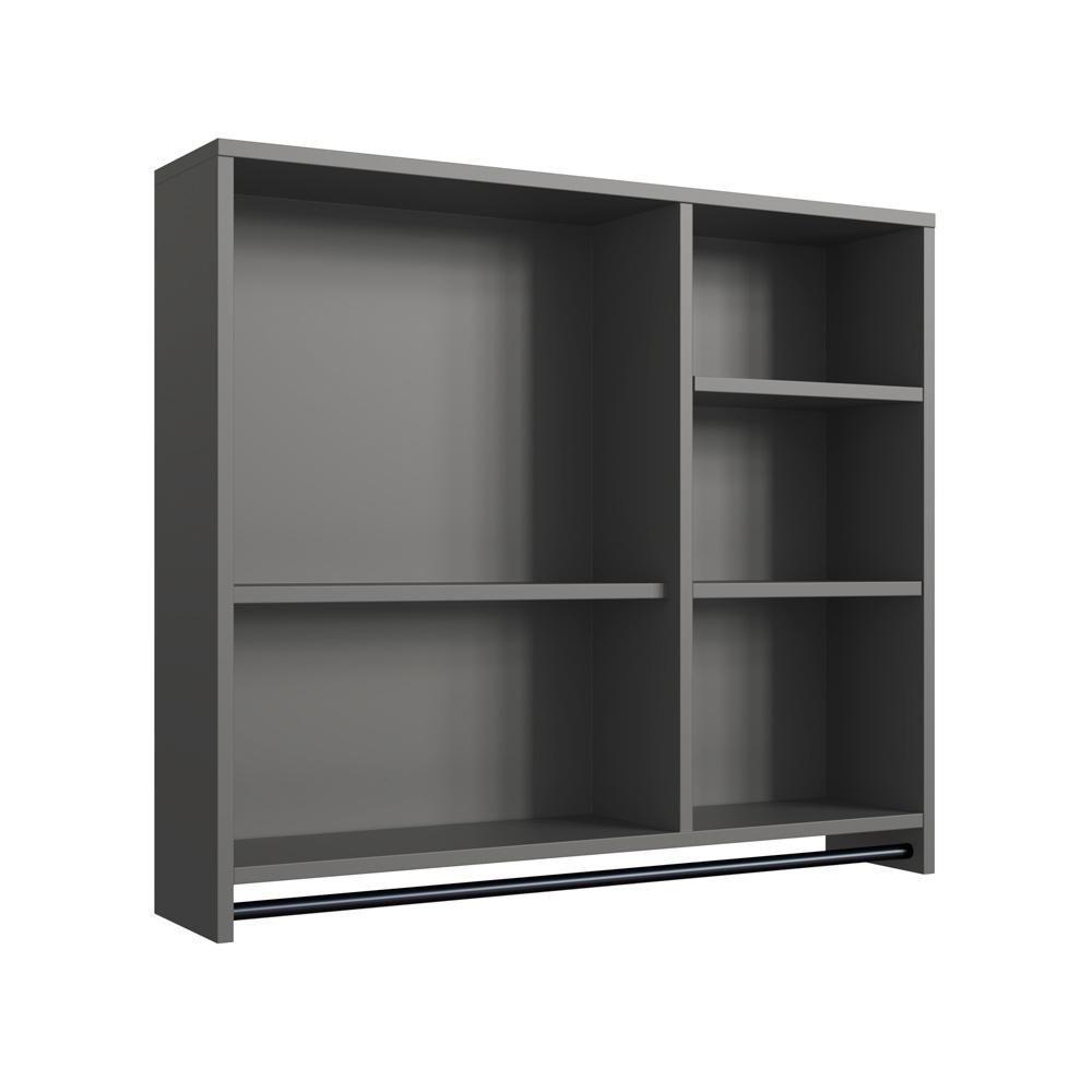 Armario Espelheira Suspenso 80cm 1 Porta P1042 Grafite Pp Milani Store Grafite - 5