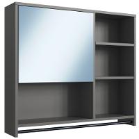 Armario Espelheira Suspenso 80cm 1 Porta P1042 Grafite Pp Milani Store Grafite - 1