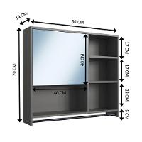 Armario Espelheira Suspenso 80cm 1 Porta P1042 Grafite Pp Milani Store Grafite - 3