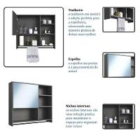 Armario Espelheira Suspenso 80cm 1 Porta P1042 Grafite Pp Milani Store Grafite - 7