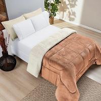 Edredom Bariloche Queen Dupla Face Sherpa - Apricot - 100% Poliéster - 5