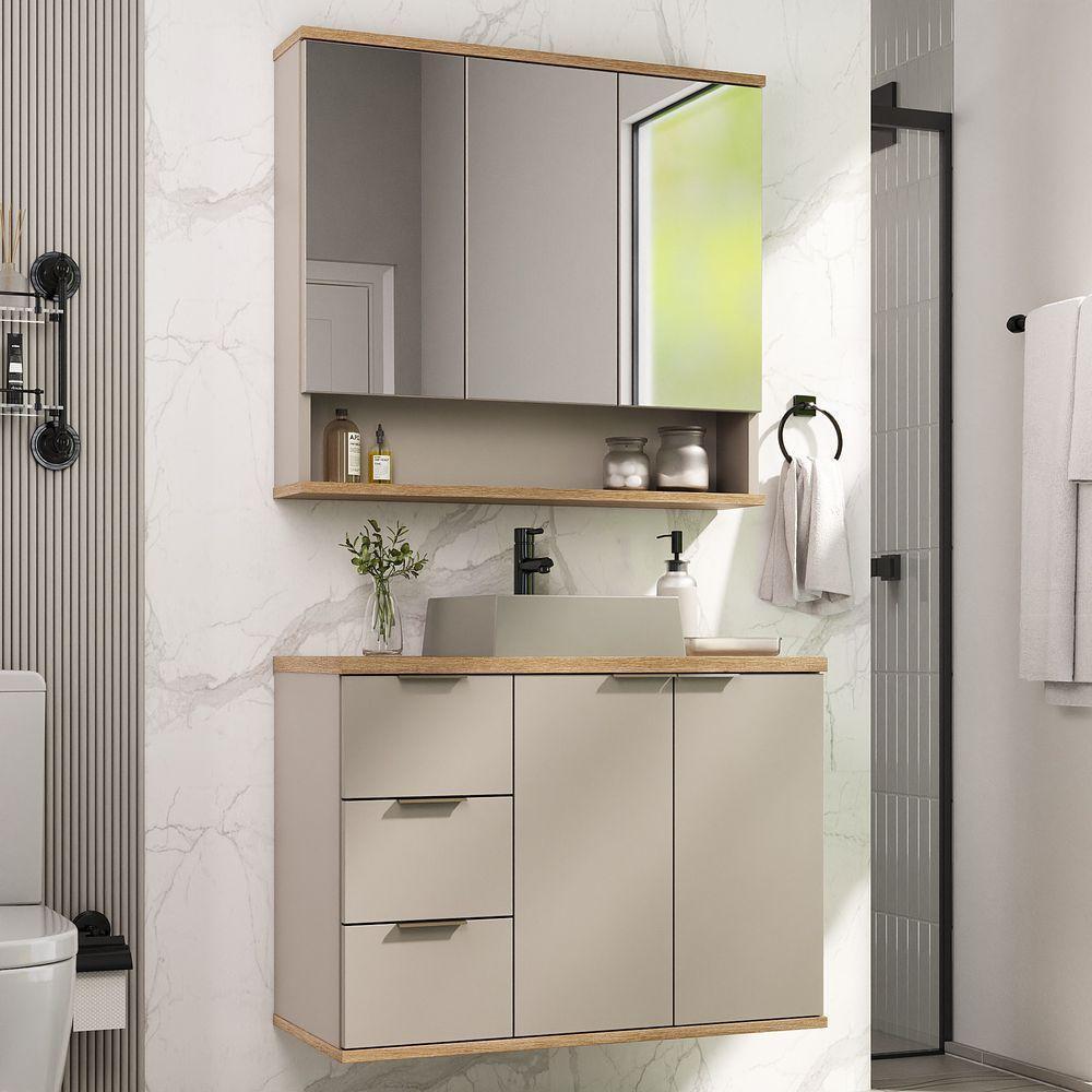 Conjunto De Banheiro Aqua 76cm Estilare Cnj4006 Nude/carvalho - 1