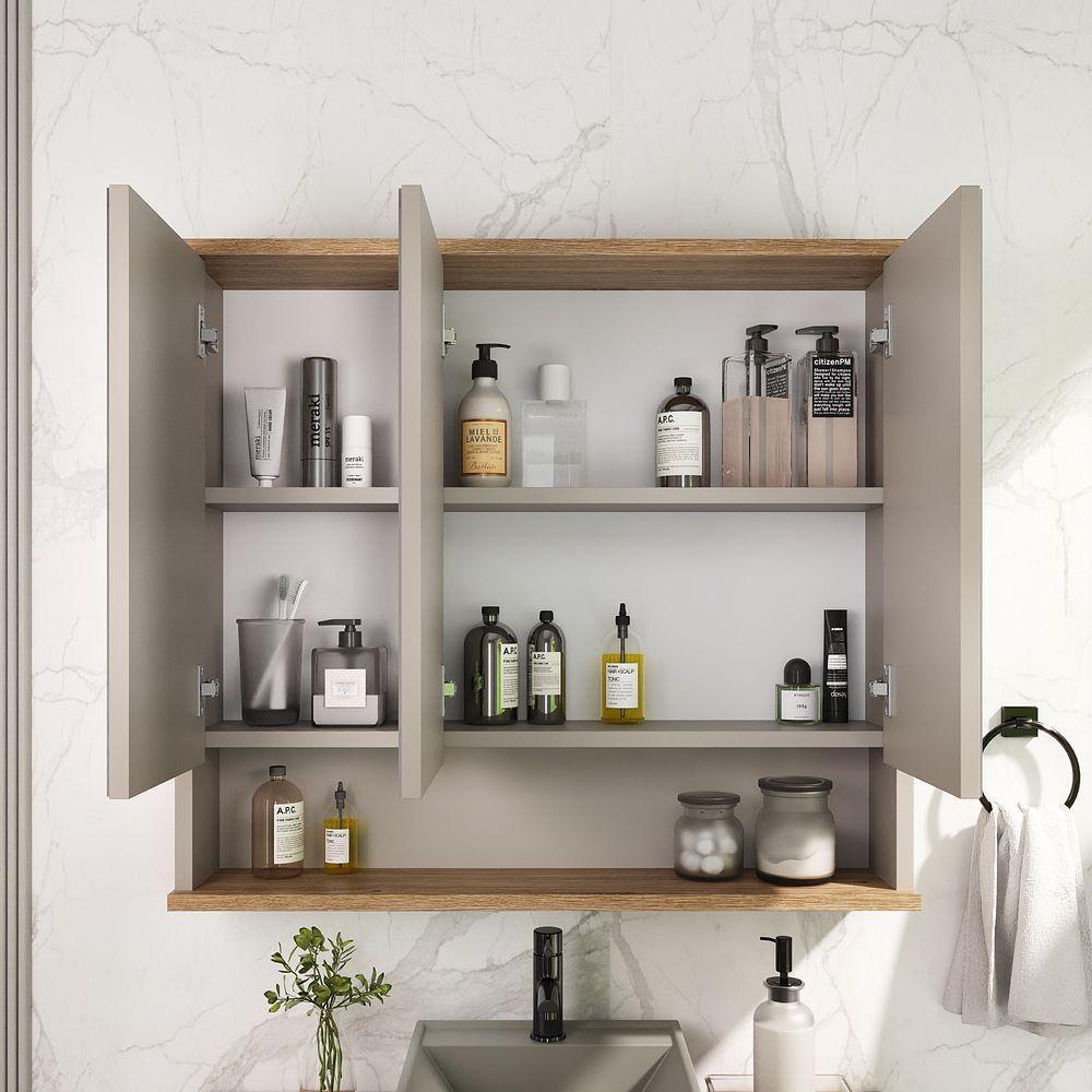 Conjunto De Banheiro Aqua 76cm Estilare Cnj4006 Nude/carvalho - 8