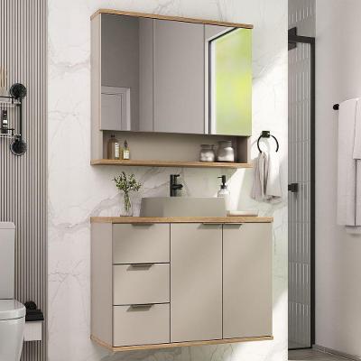 Conjunto De Banheiro Aqua 76cm Estilare Cnj4006 Nude/carvalho